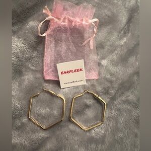 Earfleek Gold Tone Hoop Pierced Earrings, new with tag & bag